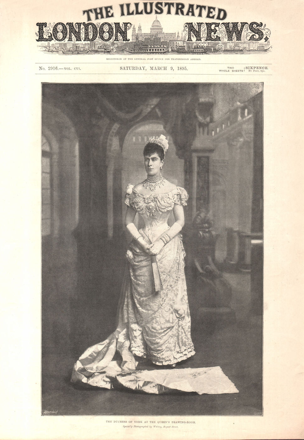 The Duchess of York at Queen Victoria's drawing-room. London. Royalty 1895